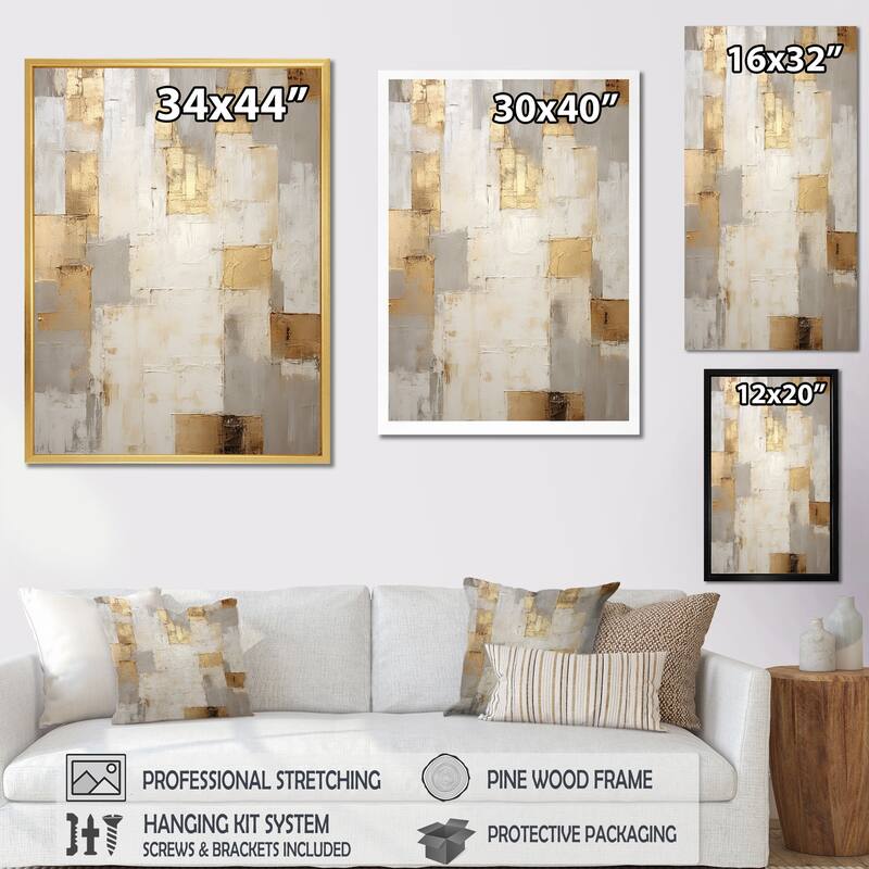 Designart "Beige And Gold Minimalism Modern Scandinavian Zen Art